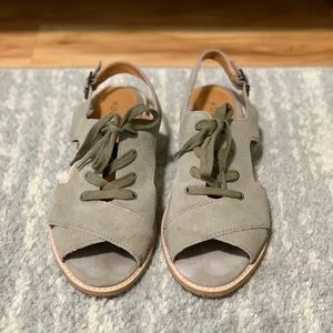 Suede lace up sandals with cutouts